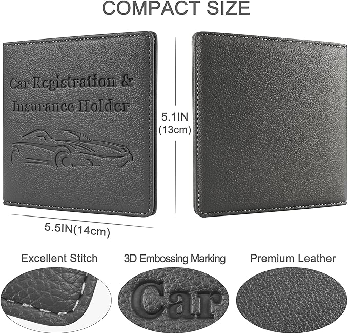 Car Registration and Insurance Holder, Premium PU Leather Vehicle Glove Box Car - Image 5