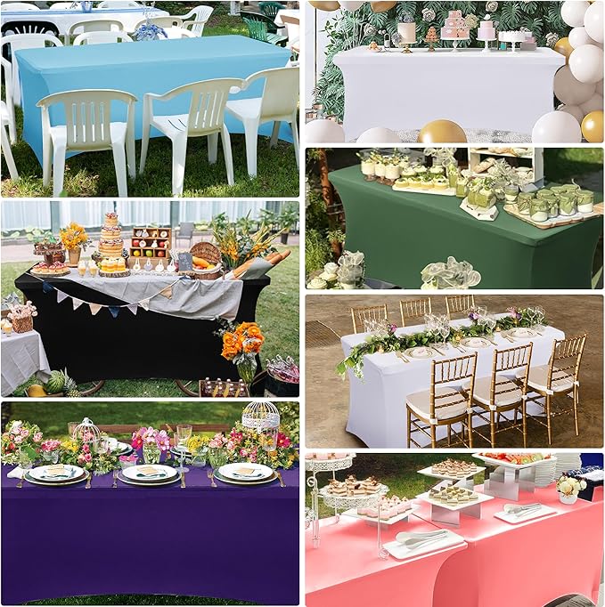Obstal 6 Pack Stretch Spandex Green Table Covers - Image 6