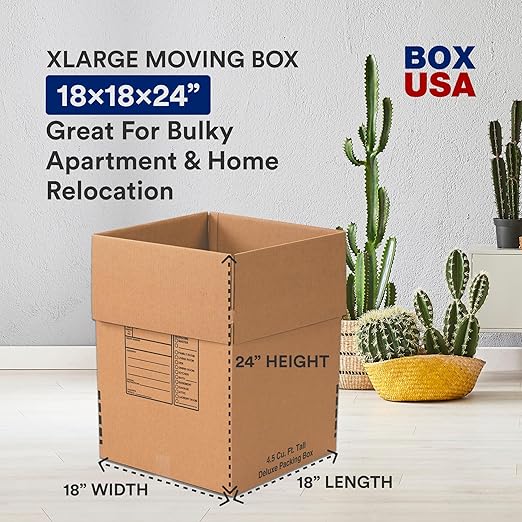 BOX USA Moving Boxes Large Heavy Duty 18x18x24 Corrugated Cardboard Box - Image 2