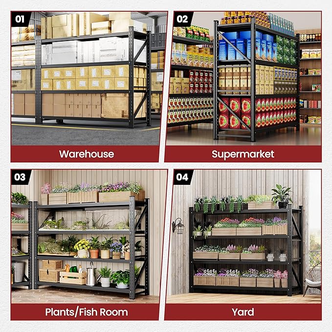 79" Wide Storage Shelves, 7000LBS Garage Shelving Heavy Duty, Standing Shelf - Image 8