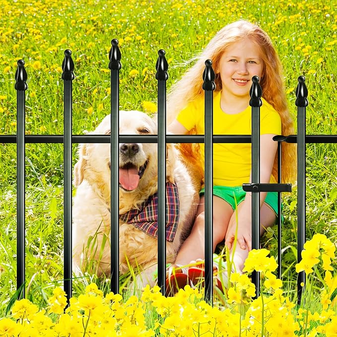 Metal Garden Fence 36" H x 28" W 5 Panels 11.6 Ft Total, Rustproof Animal - Image 3