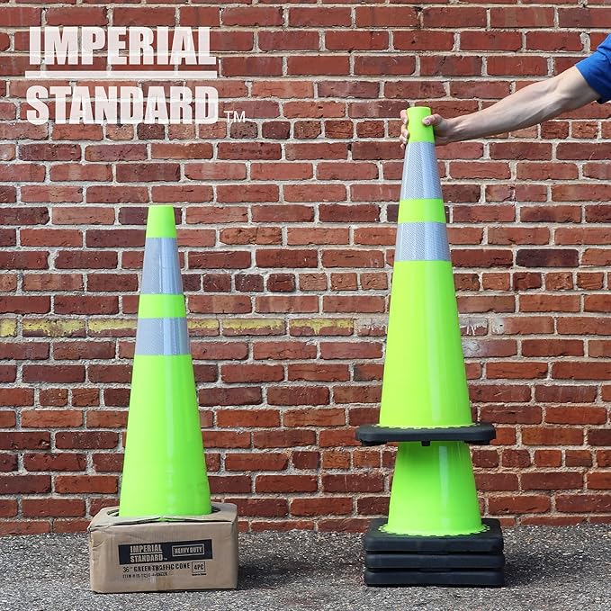 Traffic Cones - Safety Cones - 36" Green Cones - Construction Cones - Road - Image 2