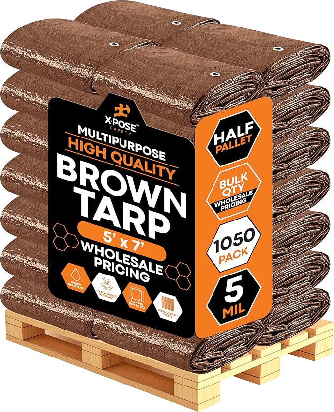 Multipurpose Protective Cover Brown Poly Tarp 5' x 7' by XposeSafety