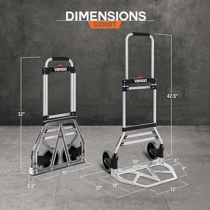 Vergo 275 Ibs Capacity Folding Hand Truck Dolly – Lightweight Aluminum Frame - Image 4