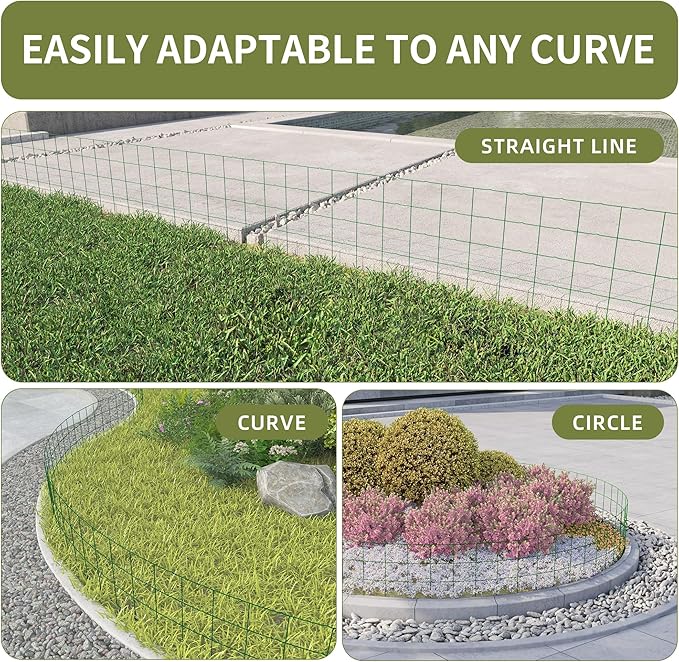 Decorative Garden Fence Border Rolls, Total 14 in x 40 ft 2 Pack Metal Folding - Image 2