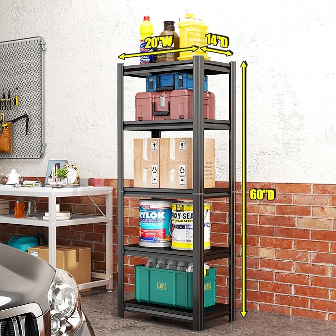 63''Storage Shelves, Garage Metal Shelving Unit, Adjustable, Double-Layer Column - Image 3