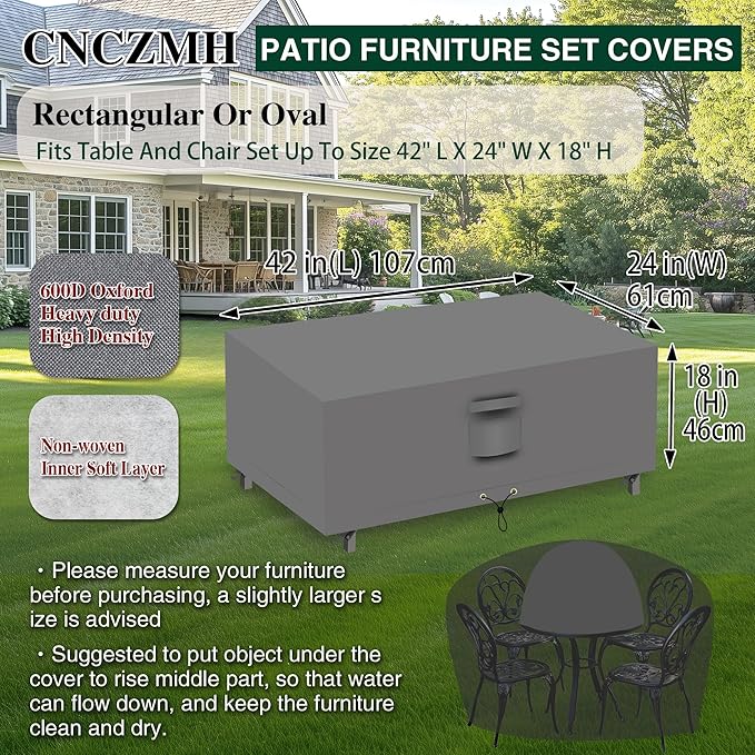 Heavy Duty Patio Furniture Covers Waterproof, 600D Outdoor Furniture Cover - Image 2