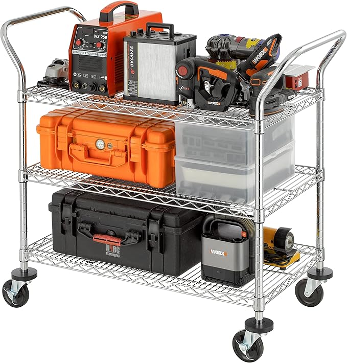 Finnhomy 3-Tier Commercial Grade Rolling Cart, Heavy Duty Utility Cart - Image 2