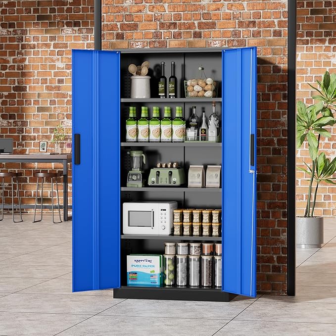 Greenvelly Metal Storage Cabinet, Lockable Steel Cabinet - Image 2