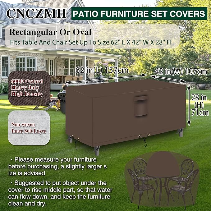 Heavy Duty Patio Furniture Covers Waterproof, 600D Outdoor Furniture Cover - Image 2