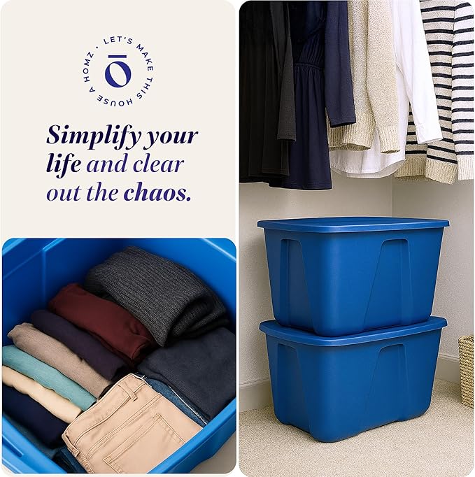 HOMZ 2-Pack Durable Molded Bin, Plastic Storage Containers - Image 6