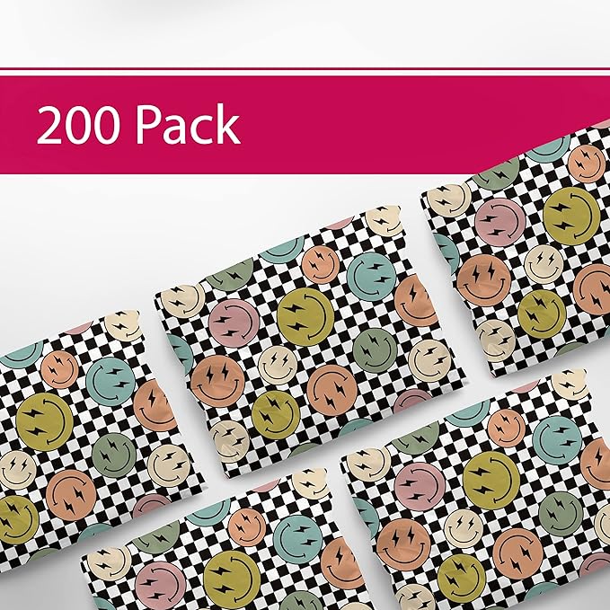 6x9 Poly Mailers – Smiles Checkerboard – Waterproof, Tear-Resistant Shipping - Image 3