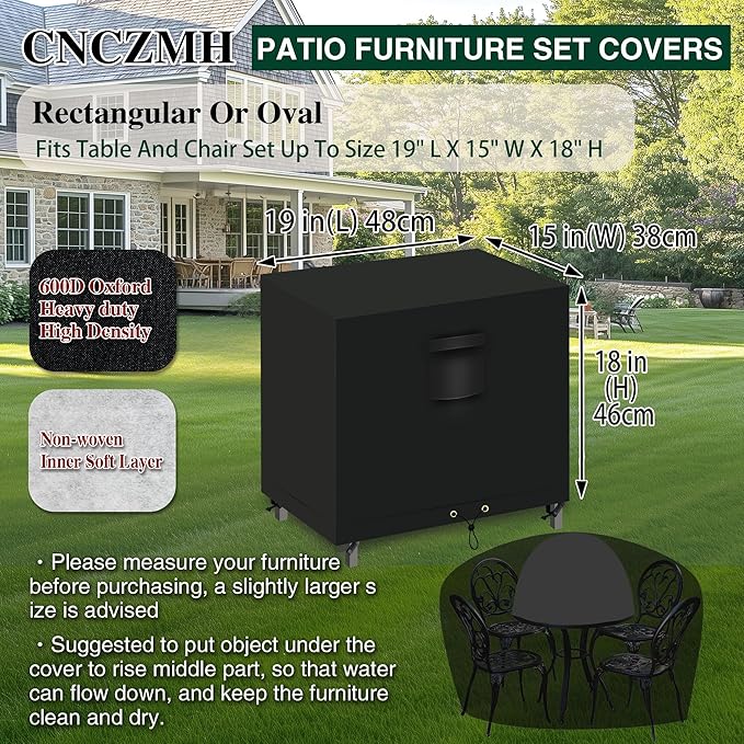 Heavy Duty Patio Furniture Covers Waterproof, 600D Outdoor Furniture Cover - Image 2