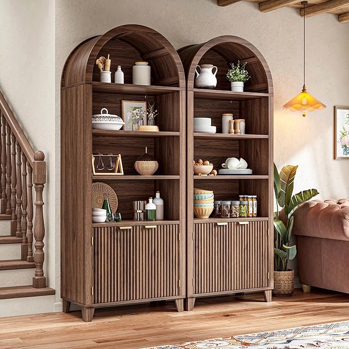 79.9" Tall Arched Storage Cabinet, 6-Tier Pantry Cabinet - Image 3