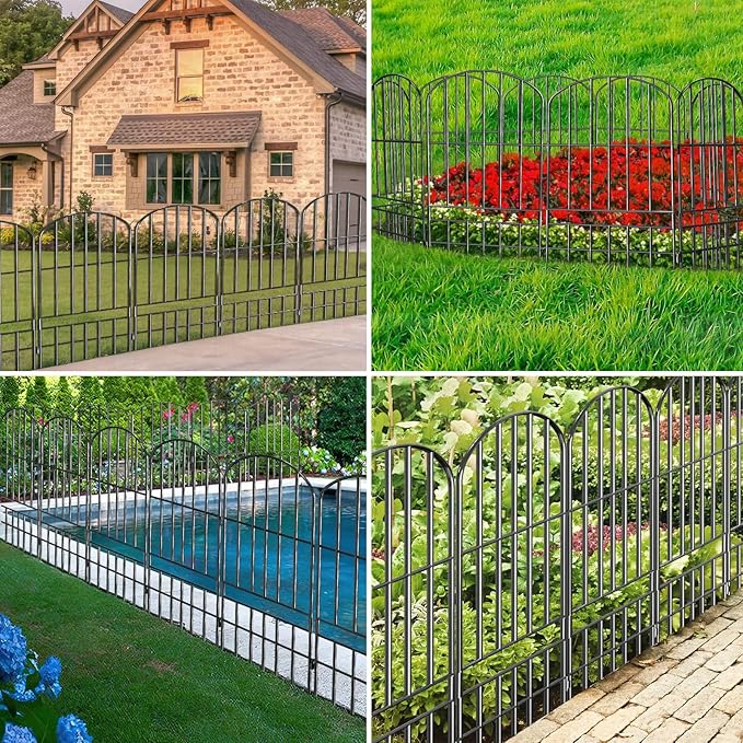 Adavin Animal Barrier Garden Fence, 10 Pack Black 12''L x 25" H no dig Fence - Image 5