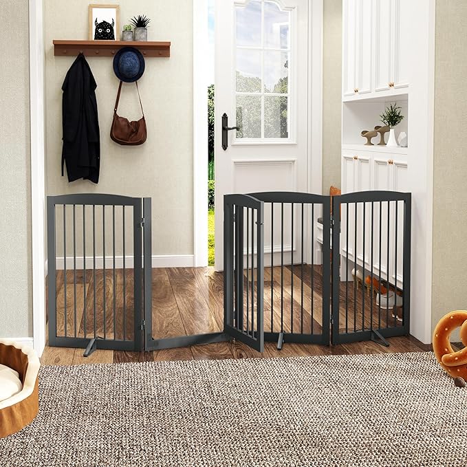 Freestanding Dog Gates with Door Walk Through, Pet Gate - Image 2