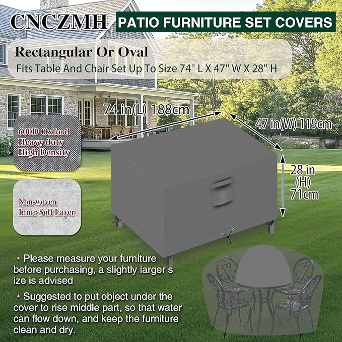 Heavy Duty Patio Furniture Covers Waterproof, 600D Outdoor Furniture Cover - Image 2