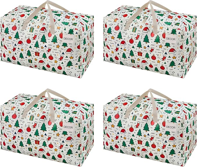 VENO 4 Pack Moving Bags and Large Christmas Decoration Storage Bins by Veno