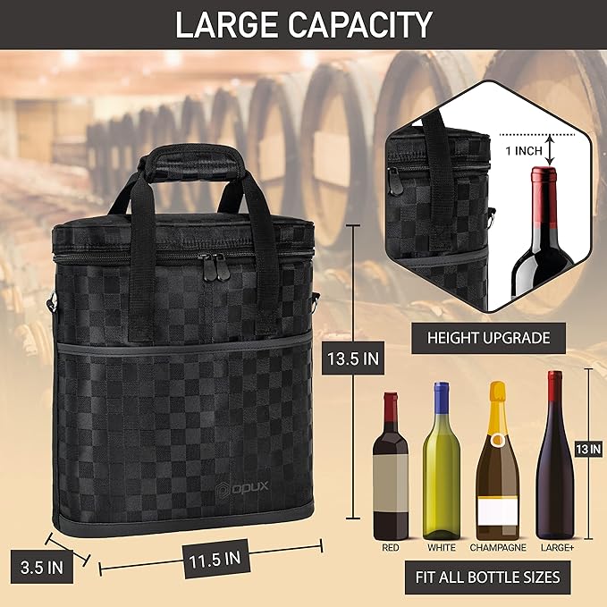 Opux 3 Bottle Wine Carrier Tote, Insulated Leakproof Cooler Bag - Image 3