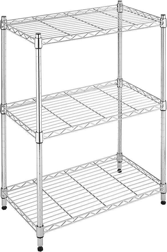Whitmor 3 Tier Shelving Unit, Metal Storage Shelves, 400 lbs Capacity per Shelf by Whitmor