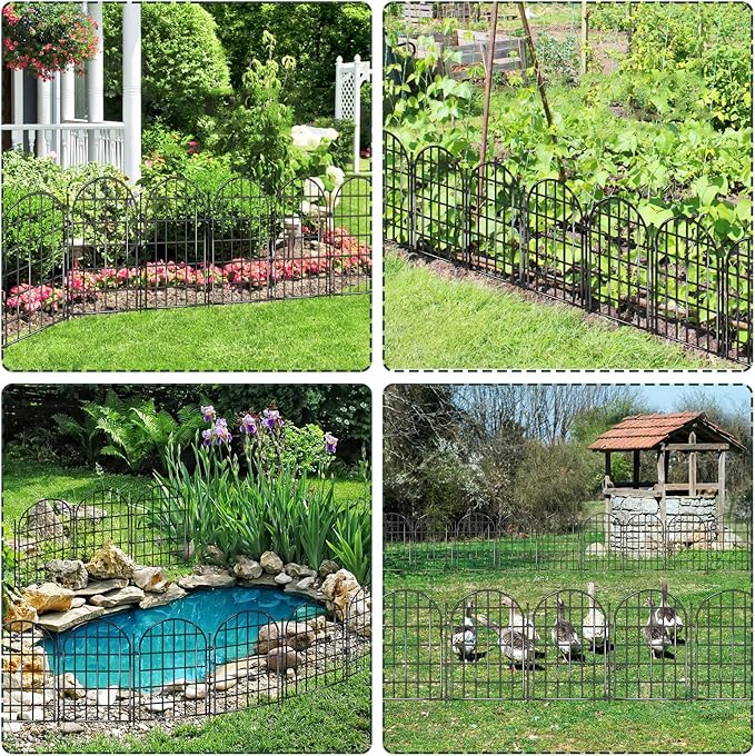 12 Panels Garden Fence, 13.8 ft x 17 in Arched No Dig Fence, Decorative Animal - Image 7