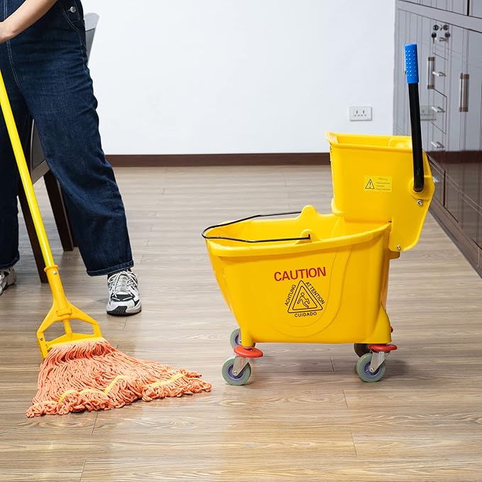 Matthew Cleaning 34 Quart Commercial Mop Bucket INCL.Wet String Mop - Image 5