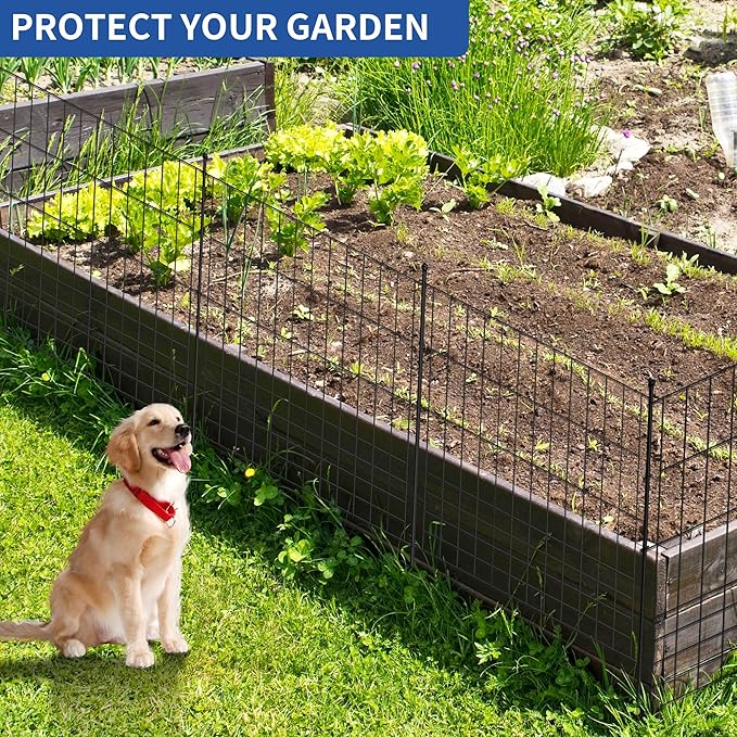 No Dig Fence Outdoor Dog Fences 10 Panels, 32in x 24.6 ft Decorative Metal - Image 5