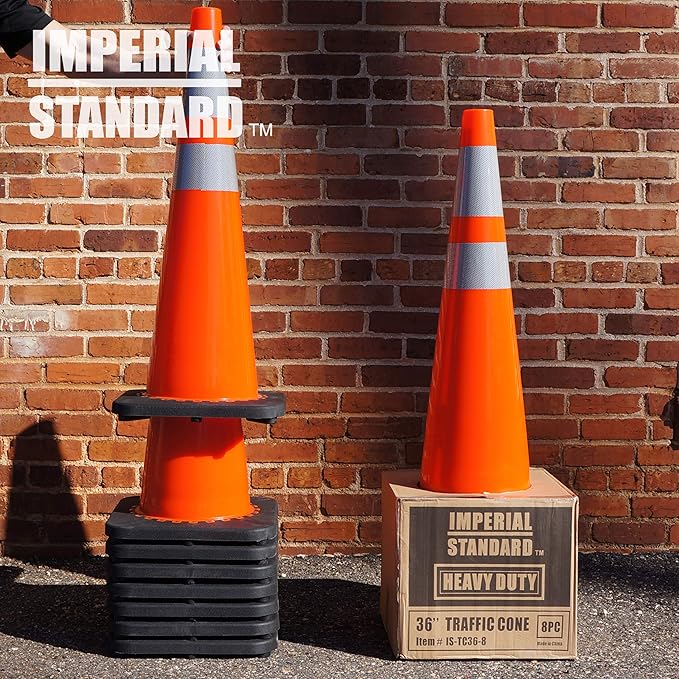 Traffic Cones - Safety Cones - 36" Orange Cones - Construction Cones - Road - Image 2