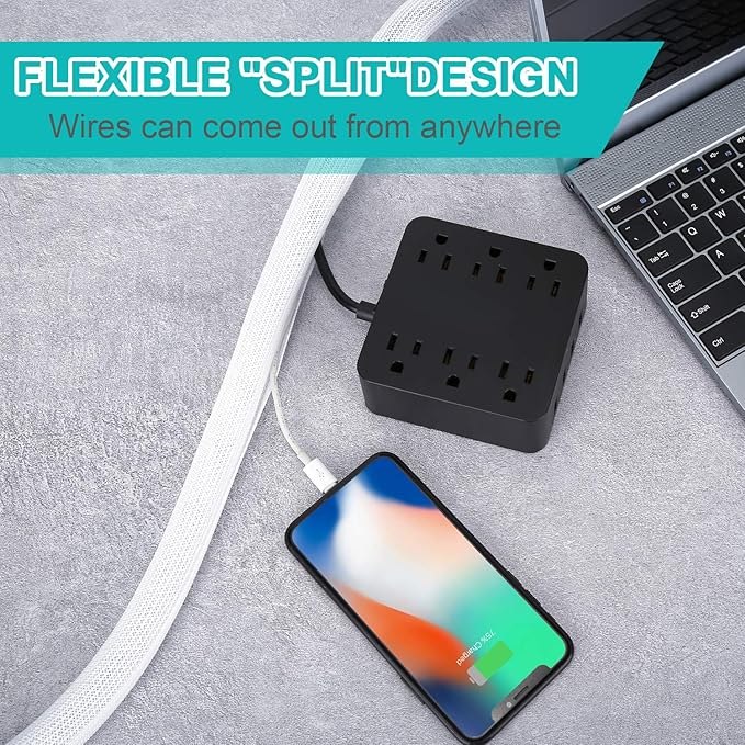 6.6ft - 1/2 inch White Cable Sleeve, Cable Organizer - Image 5