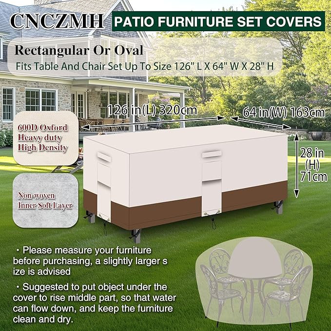 Heavy Duty Patio Furniture Covers Waterproof, 600D Outdoor Furniture Cover - Image 2