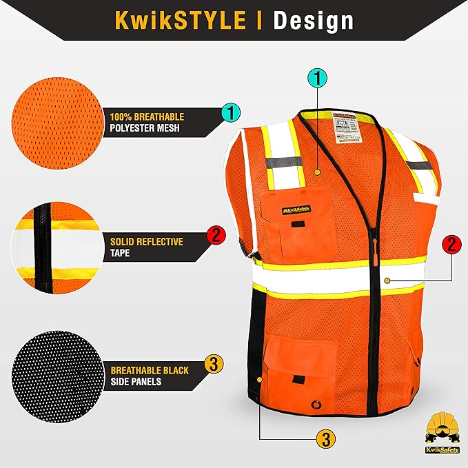 KwikSafety - Charlotte, NC - BIG KAHUNA Safety Vest Class 2 ANSI OSHA - Image 2
