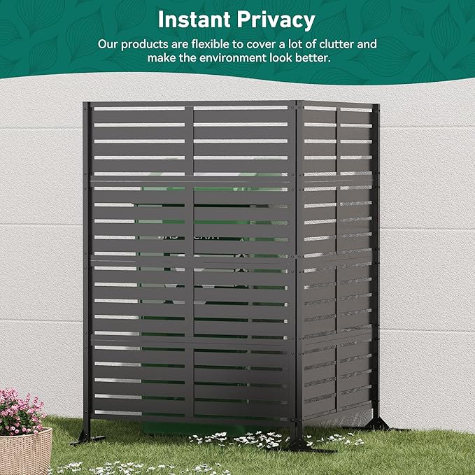 Modern Shade Metal Privacy Screen 72" H x 48" W, Freestanding Decorative - Image 4