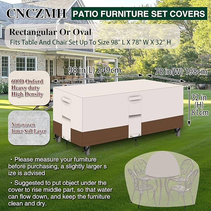 Heavy Duty Patio Furniture Covers Waterproof, 600D Outdoor Furniture Cover - Image 2