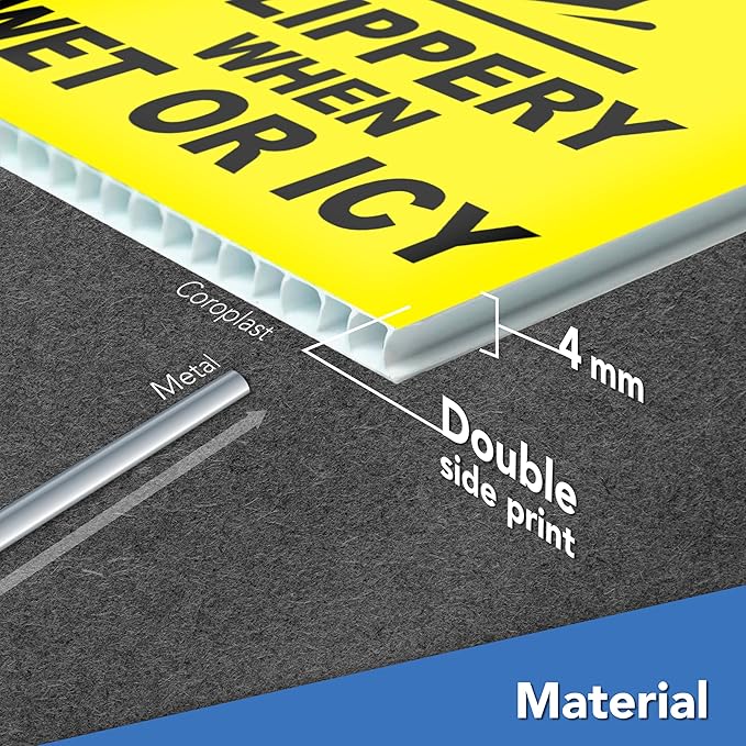 Caution Slippery When Wet or Icy Sign, 8x12 DS Coroplast Warning Caution Wet - Image 3