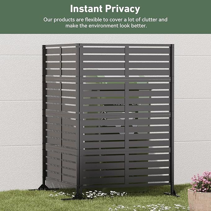 Modern Shade Metal Privacy Screen 72" H x 48" W, Freestanding Decorative - Image 4