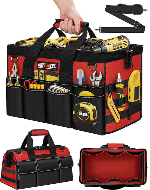 16-Inch Heavy Duty Tool Bag, 19-Pockets Tool Box Organizer, Portable Toolbag by VEITORLD