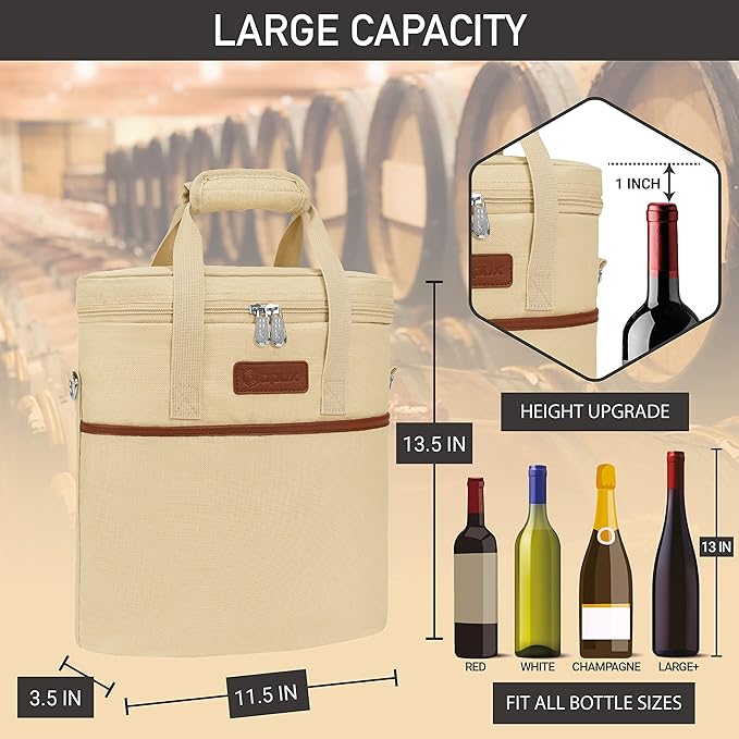 Opux 3 Bottle Insulated Leakproof Wine Cooler Bag, Tote - Image 3