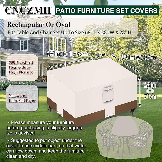 Heavy Duty Patio Furniture Covers Waterproof, 600D Outdoor Furniture Cover - Image 2