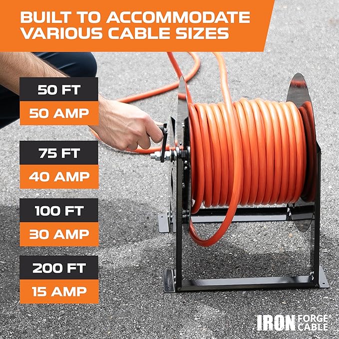 Iron Forge Cable RV Power Cord Reel Metal - Image 4