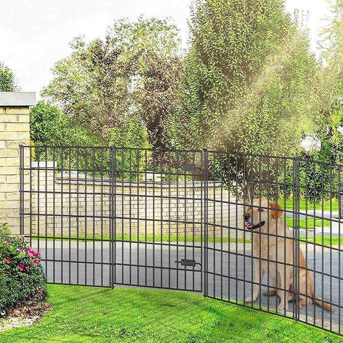 Metal Garden Fence with Gate 40in x 11.7ft, 1 Gate + 4 Panels Dog Fence Border - Image 5