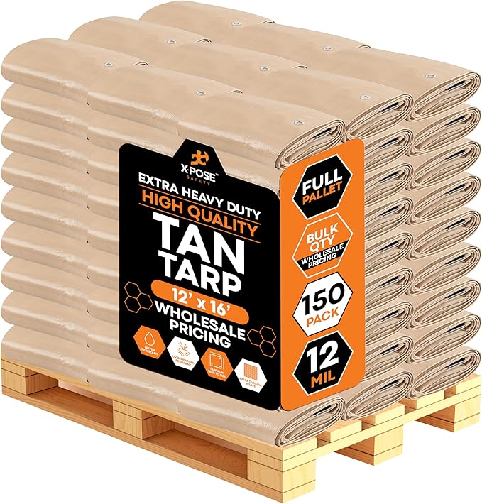 Heavy Duty Tan Poly Tarp 12' X 16' by XposeSafety
