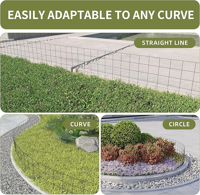 Decorative Garden Fence Border Rolls, Total 14 in x 40 ft 2 Pack Metal Folding - Image 2