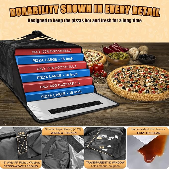 MyLifeUNIT Pizza Bag for Delivery, Thermal Insulated Pizza and Food Delivery Bag - Image 4