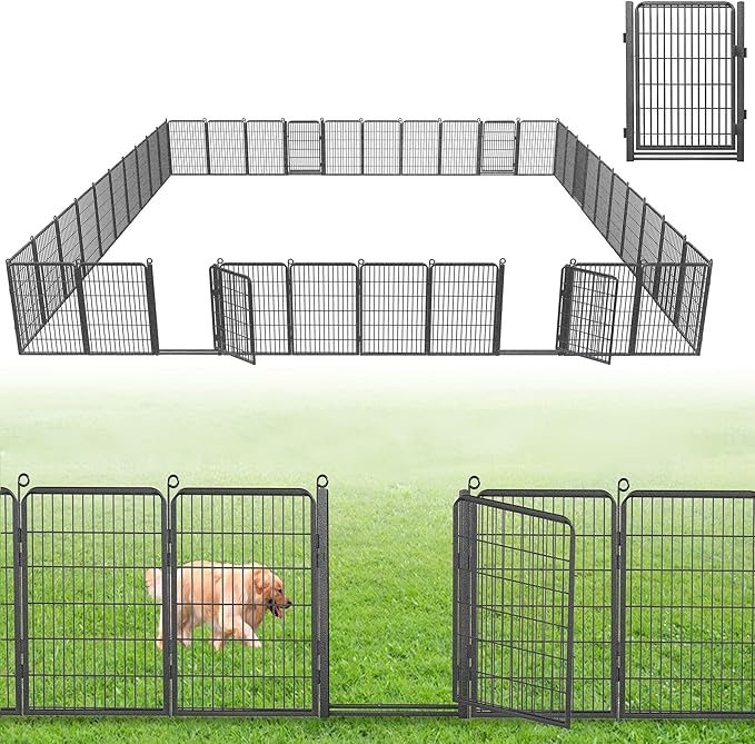 Decorative Garden Fence with Gate, 40 in x 86 ft Rustproof Metal Fence Panels by Jhsomdr