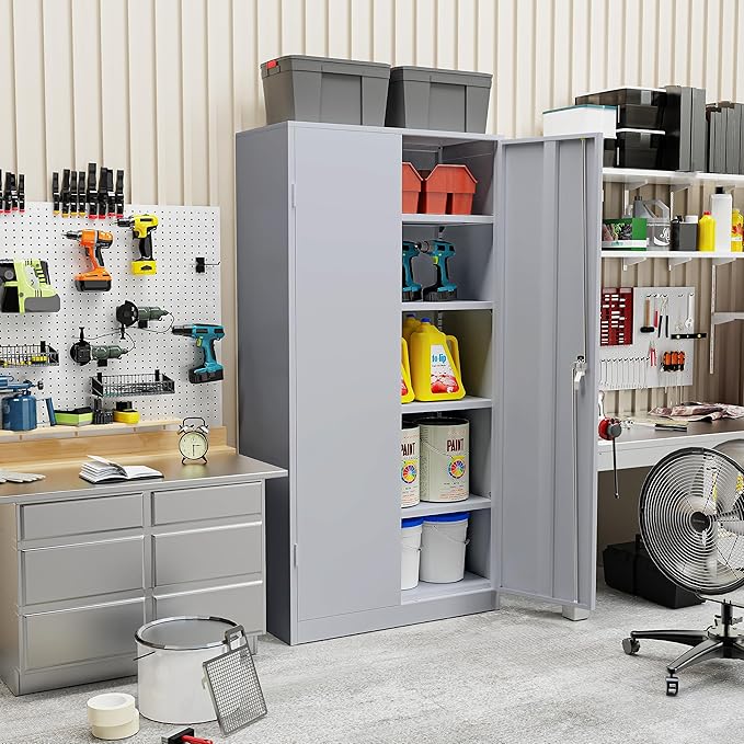 Crownland 72" Metal Storage Cabinet, Lockable Garage Storage Cabinets, High - Image 2