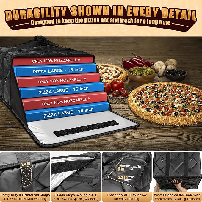 MyLifeUNIT Pizza Bag for Delivery, Thermal Insulated Pizza and Food Delivery Bag - Image 4