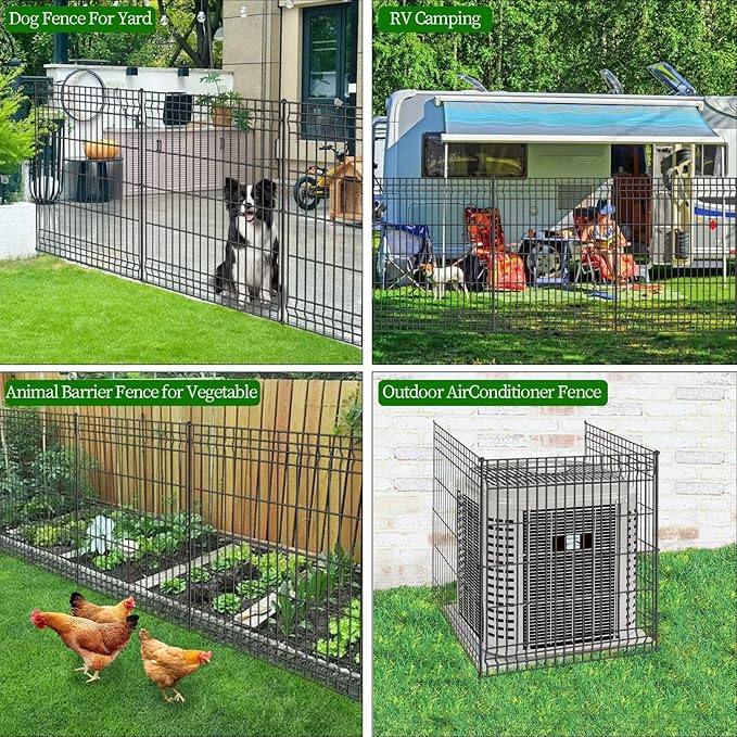 No Dig Fence Outdoor Dog Fences, Total 44" H x 288" W Decorative Metal Garden - Image 6