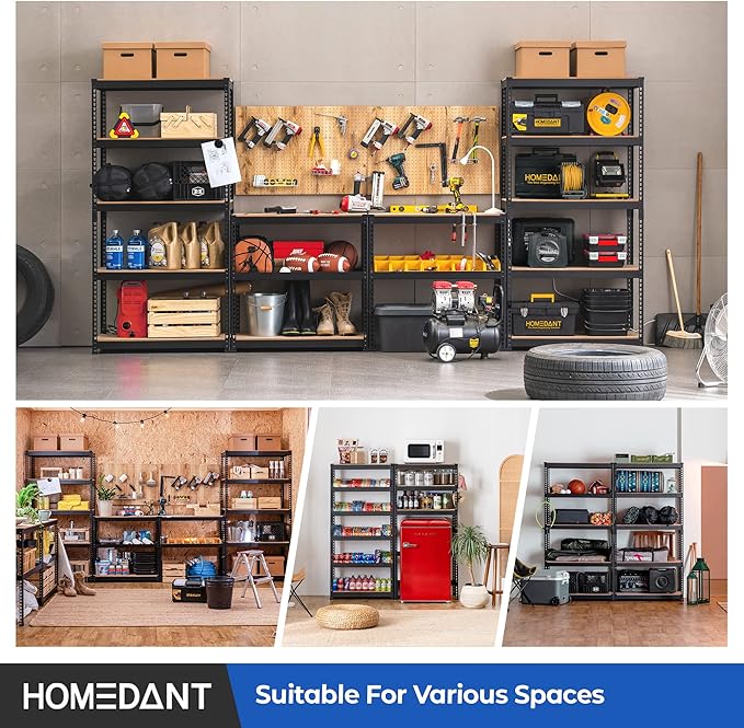 HOMEDANT 5-Tier Laminated Boltless Heavy Duty Metal Shelving Unit Adjustable - Image 8