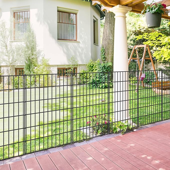 Metal Garden Fence 40in x 11.7ft, 5 Panels + 6 Stakes Dog Fence Border Fence - Image 2