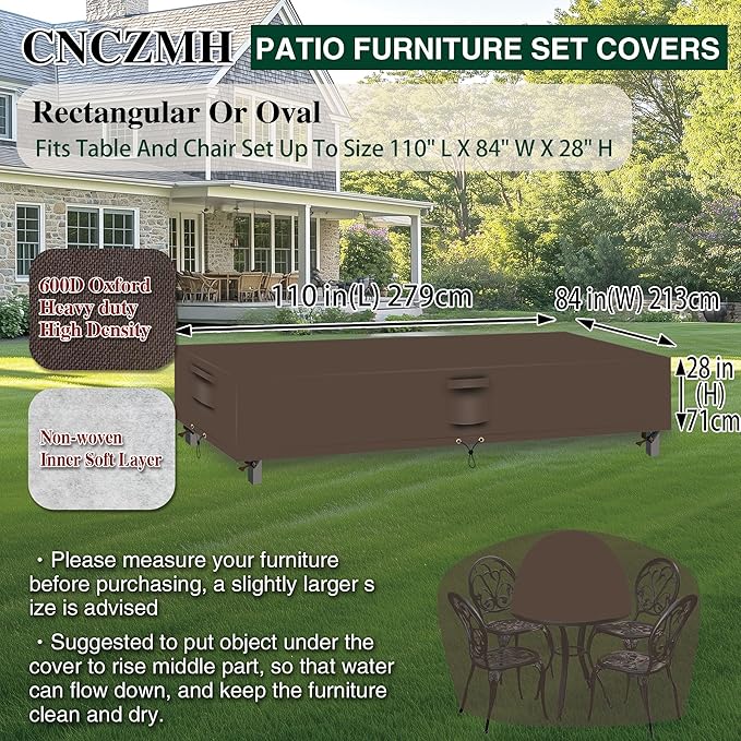 Heavy Duty Patio Furniture Covers Waterproof, 600D Outdoor Furniture Cover - Image 2